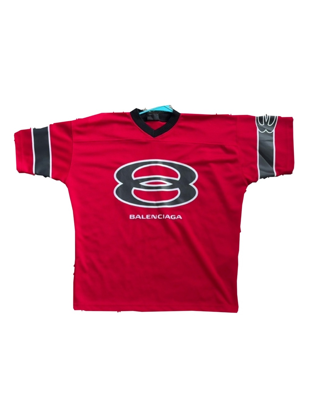 Balenciaga Red & Black Logo Jersey Top